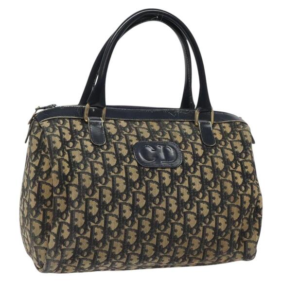 DIOR Trotter Canvas Hand Bag Navy Gold - Picture 1 of 12